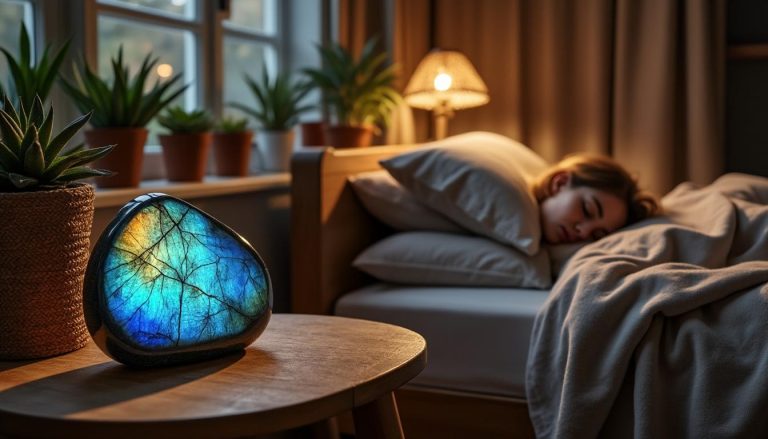 scopri i benefici di dormire con la labradorite e le precauzioni da osservare per un sonno sereno e protetto.